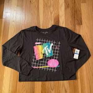🎉HP🎉Juniors XL Love Tribe MTV CROP Long-slv Tee